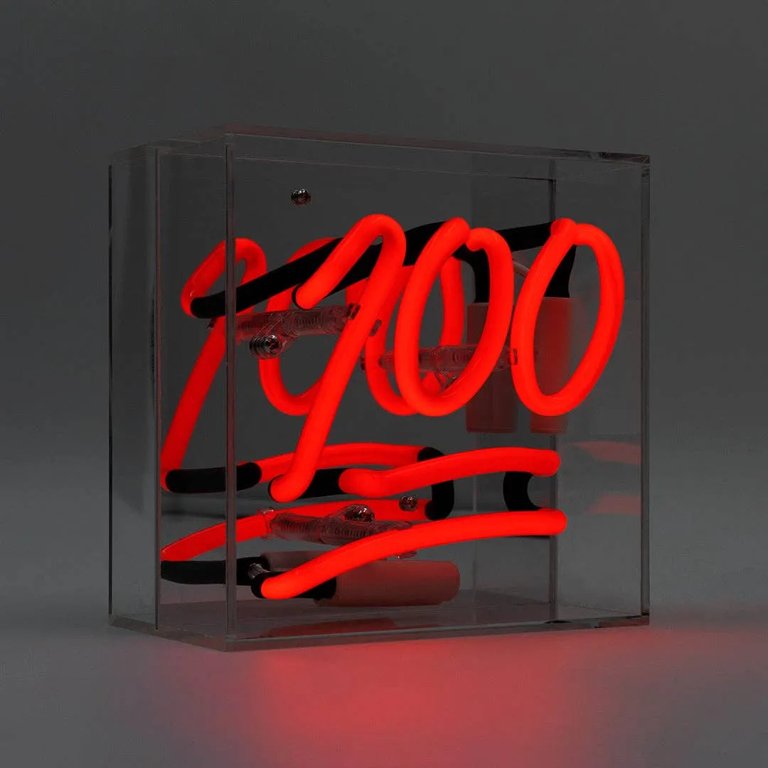 '100' Mini Acrylic Box Neon Light