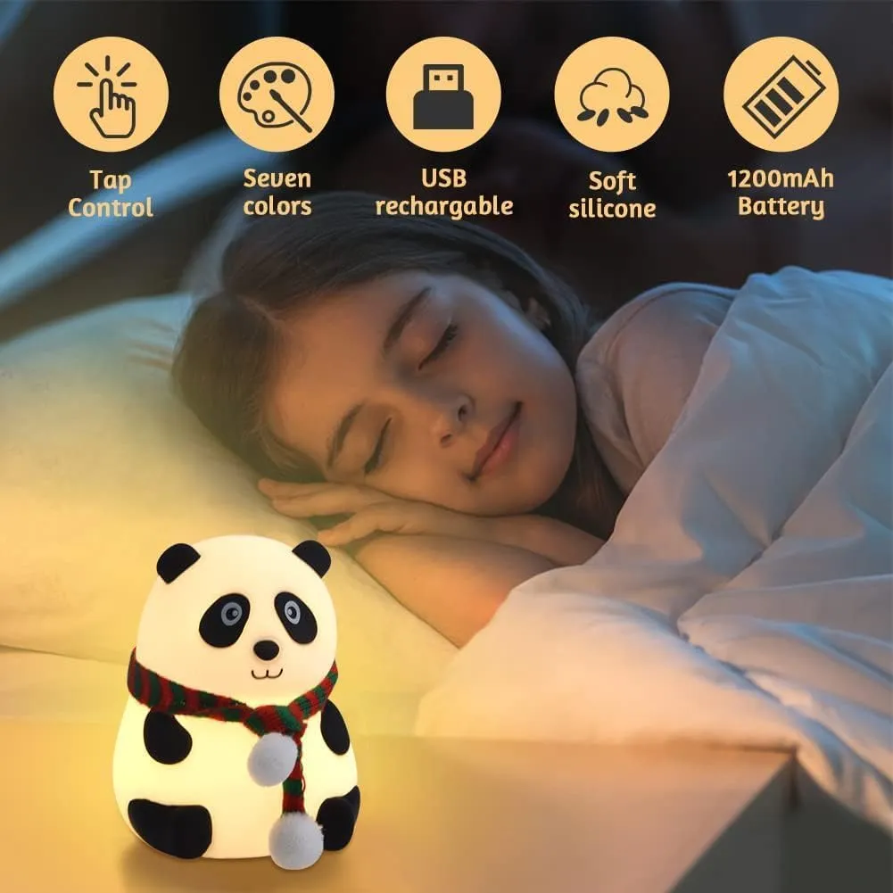 3164 Panda Night Light  Rechargeable Silicone LED Lamp ,Animal Night Light For Bedroom