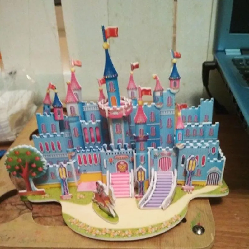 3D Puzzle DIY House Cartoon Princess Castle Garden Castle Model Early Learning Educational Toys For Children Kids Gift