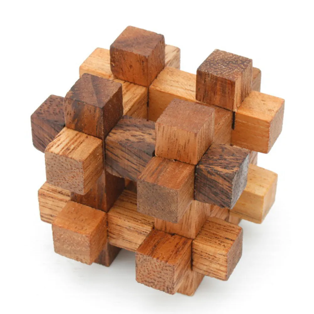 Adult Level 9pc/Set Burr Puzzle Set Beech Interlocked High Difficulty Over 14 Years Full Set Educational Toys