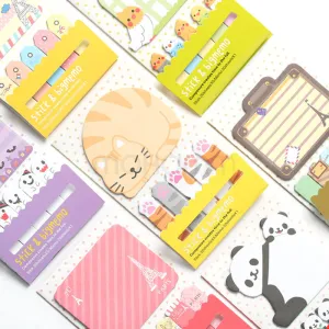 Animal Cat Panda Cute Kawaii Sticky Notes Post It Memo Pad School Supplies Planner Stickers Paper Bookmarks Korean Stationery