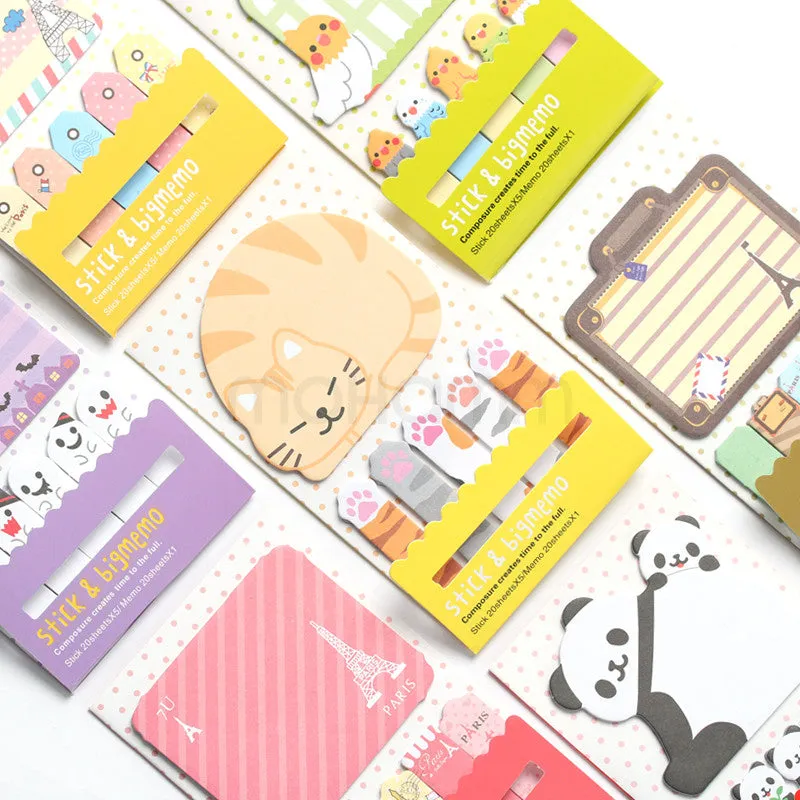 Animal Cat Panda Cute Kawaii Sticky Notes Post It Memo Pad School Supplies Planner Stickers Paper Bookmarks Korean Stationery