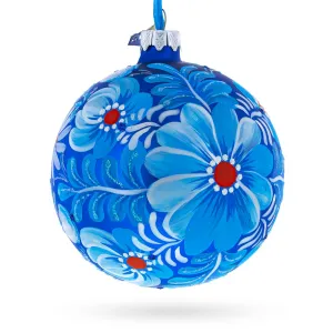 Aster Flowers Glass Ball Ornament