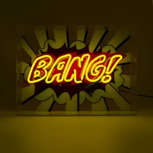 'bang!' Large Glass Neon Sign