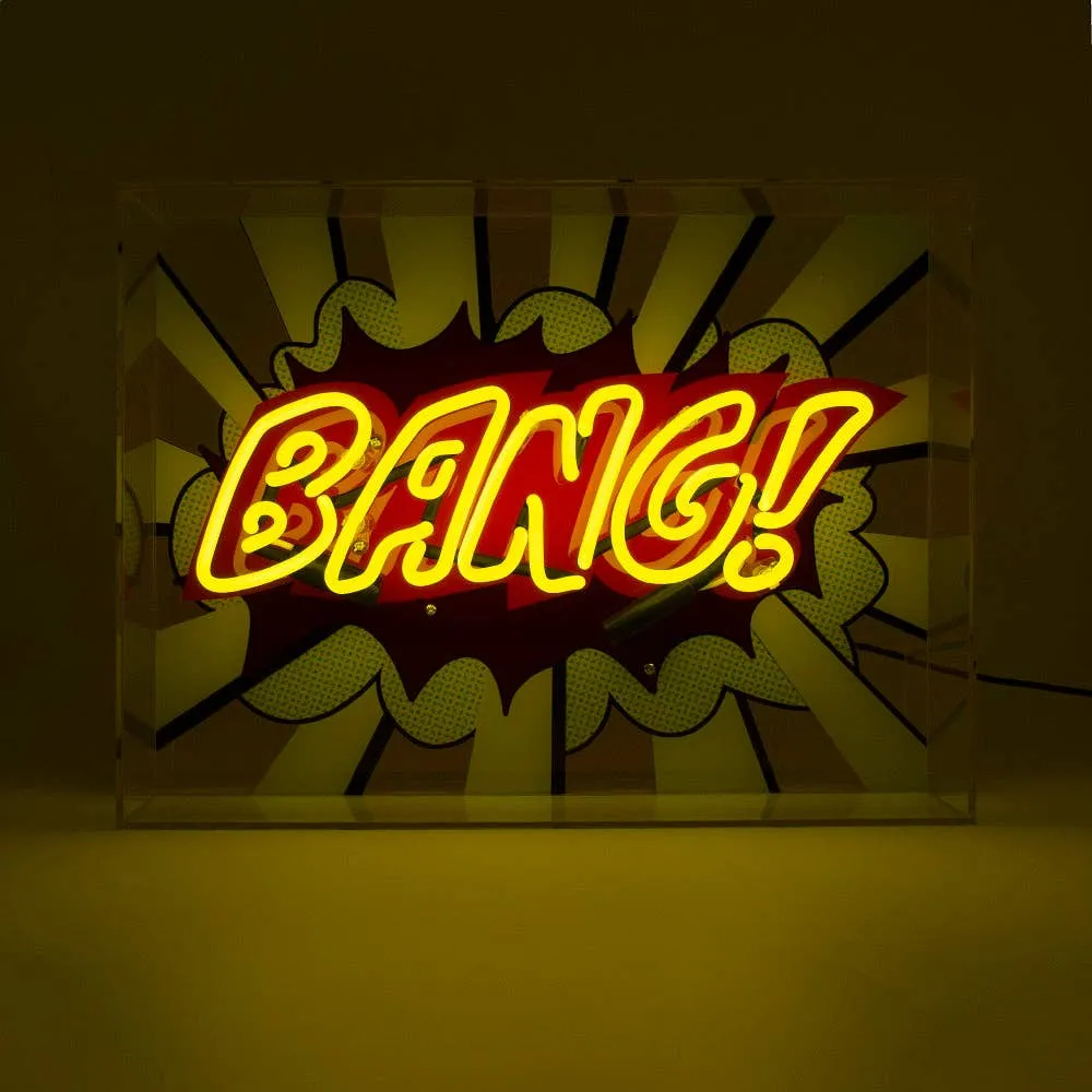 'bang!' Large Glass Neon Sign