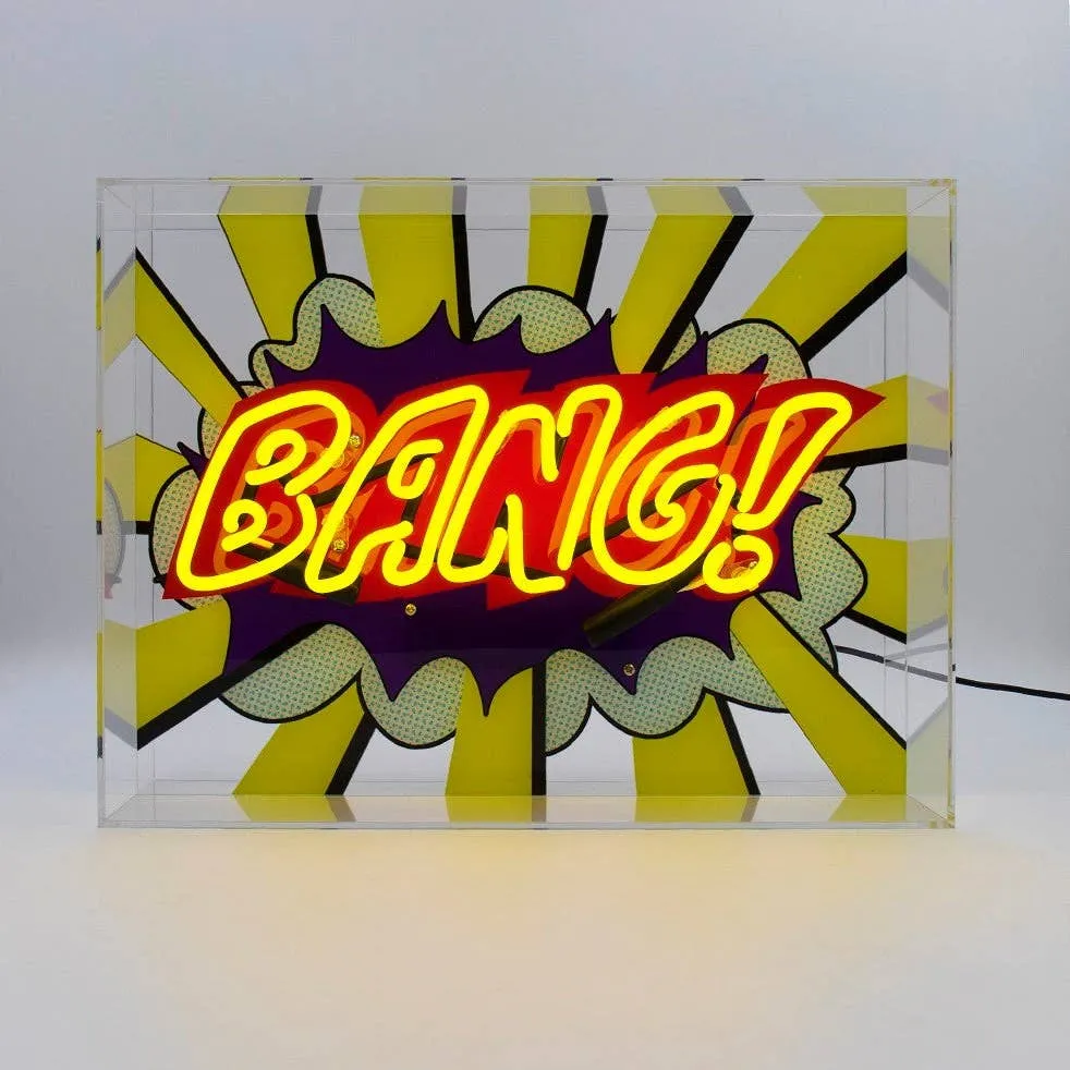 'bang!' Large Glass Neon Sign