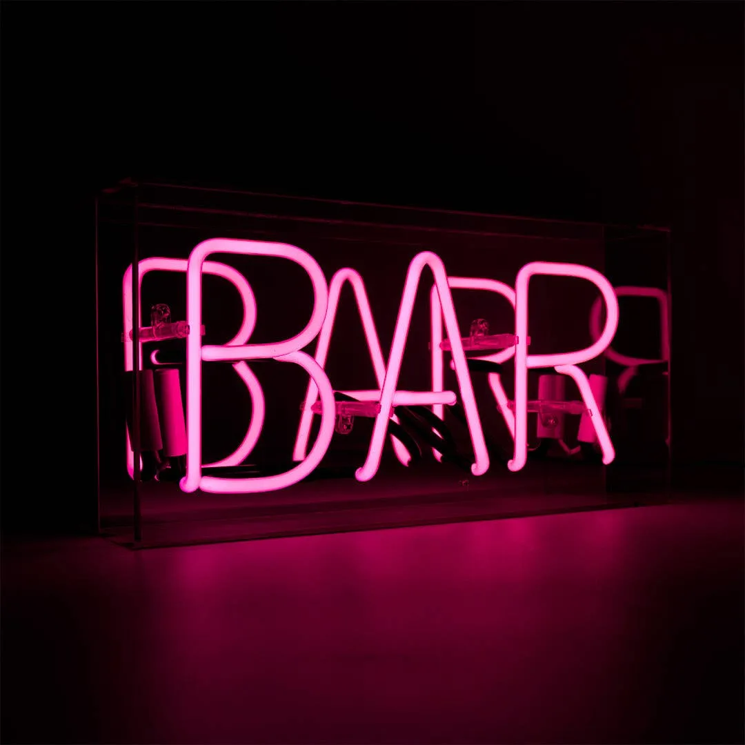 'bar' Glass Neon Sign - Red,  Green or pink