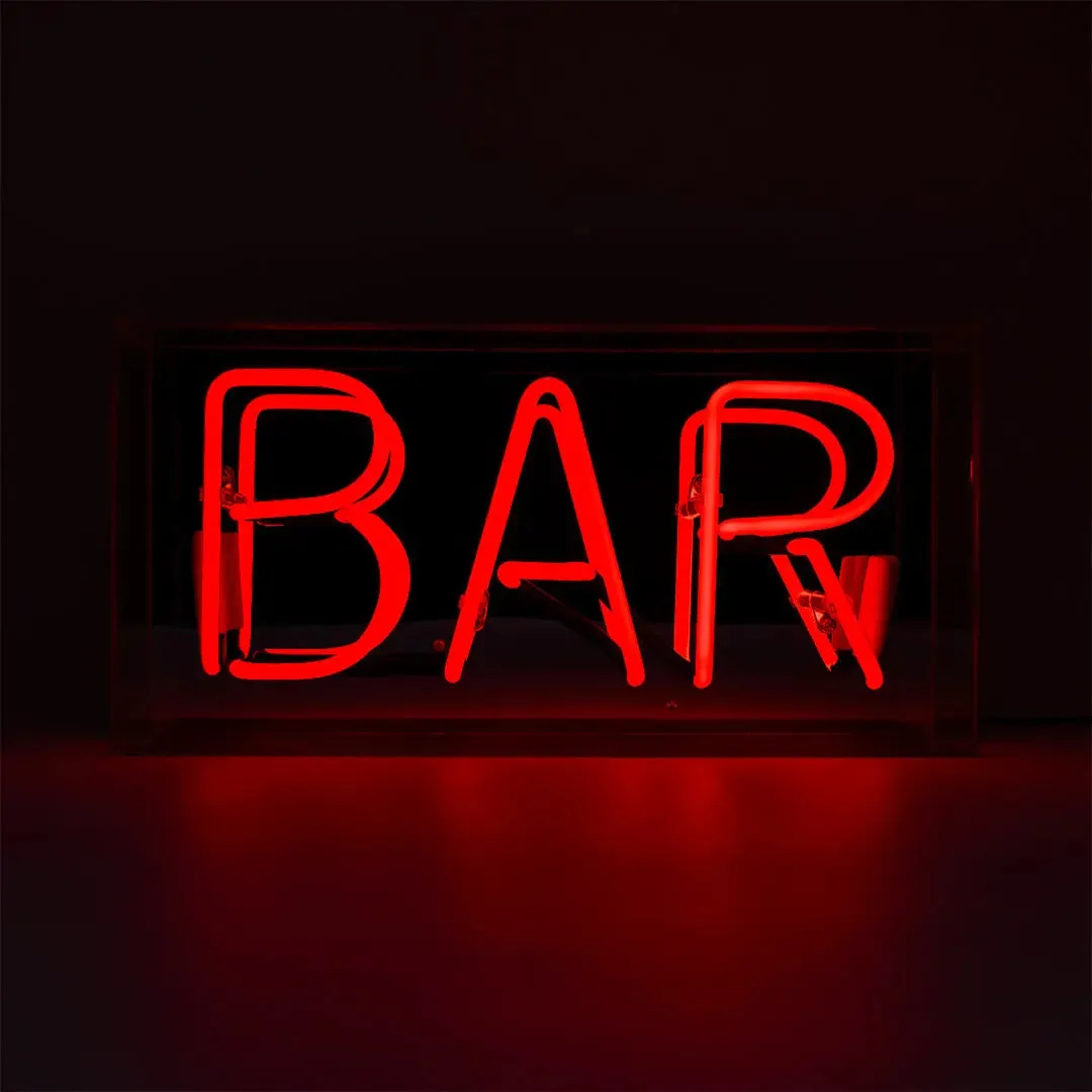 'bar' Glass Neon Sign - Red,  Green or pink