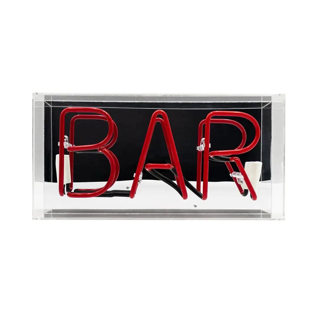 'bar' Glass Neon Sign - Red,  Green or pink