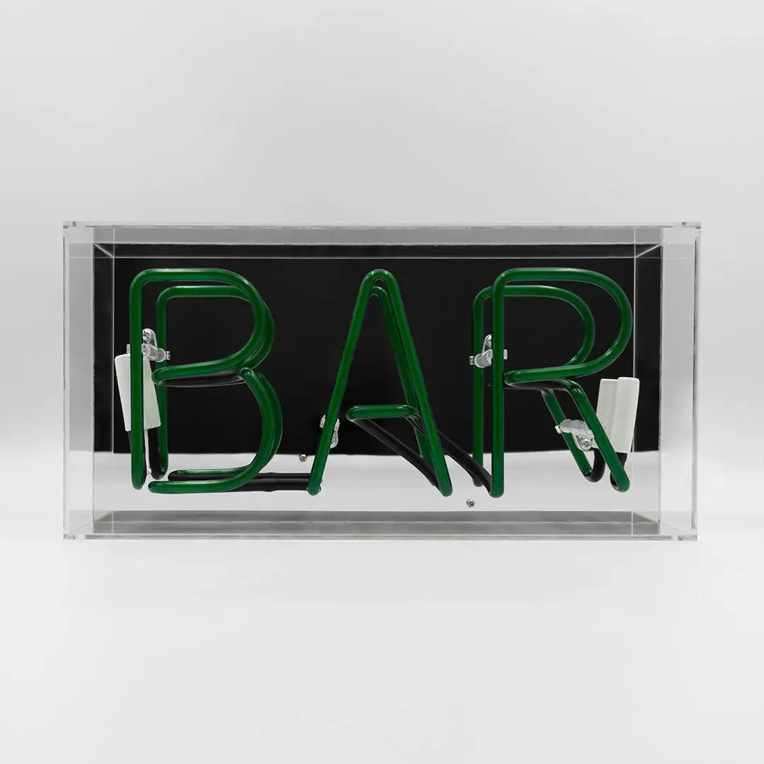 'bar' Glass Neon Sign - Red,  Green or pink