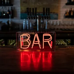 'bar' Glass Neon Sign - Red,  Green or pink