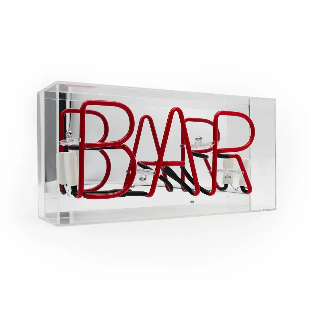 'bar' Glass Neon Sign - Red,  Green or pink