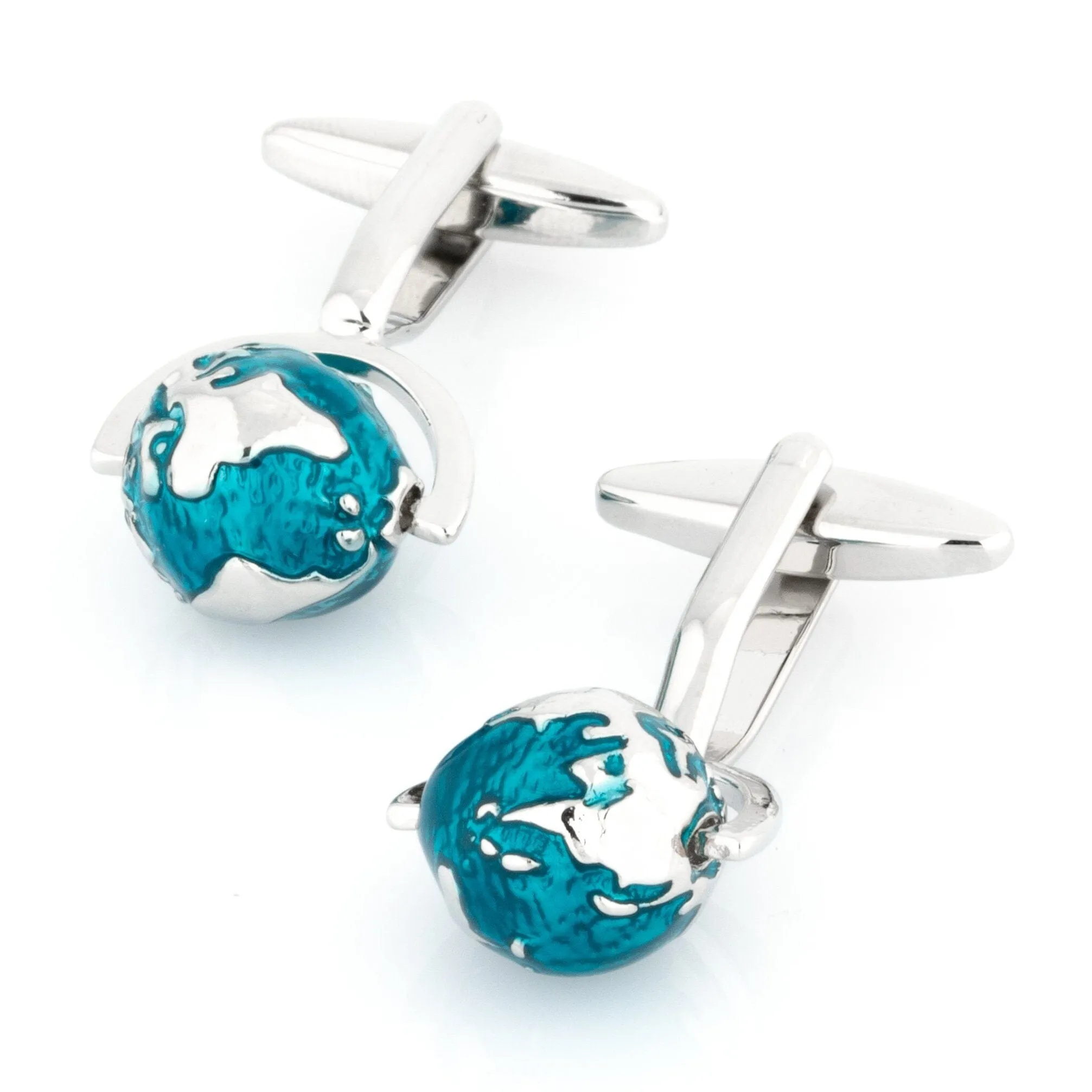 Blue Abstract Spinning Globe Cufflinks