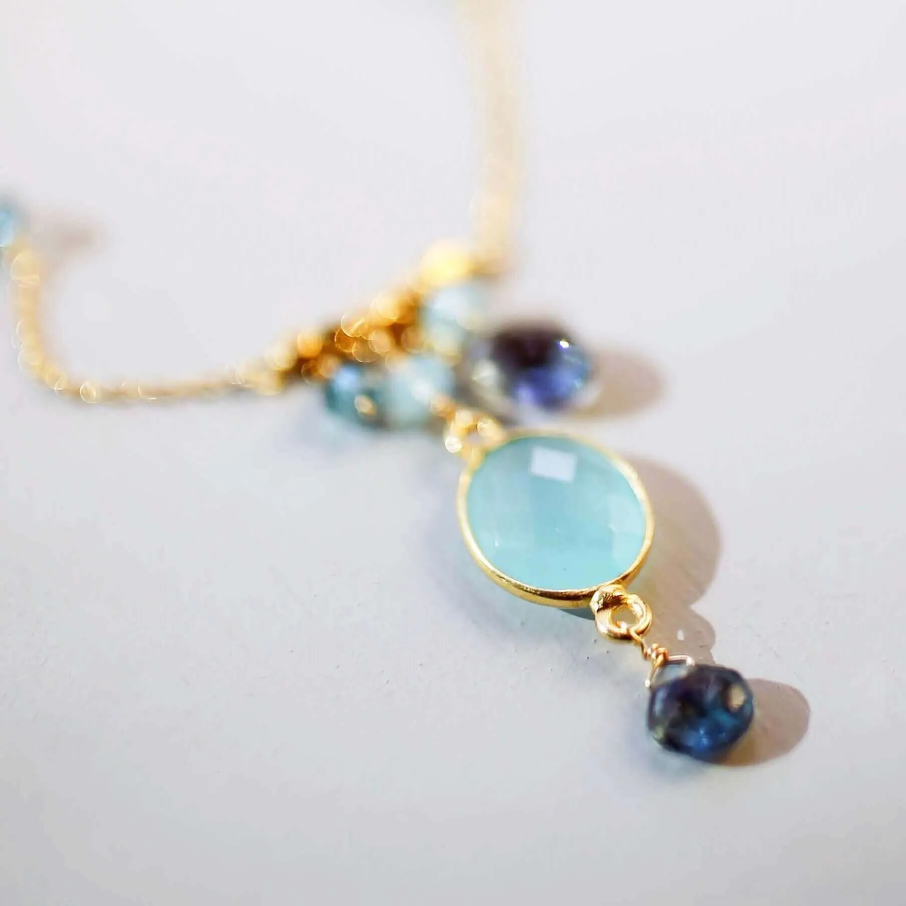 Blue Chalcedony Bezel Necklace