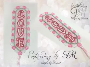 Bookmark LOVE / 5x7 hoop