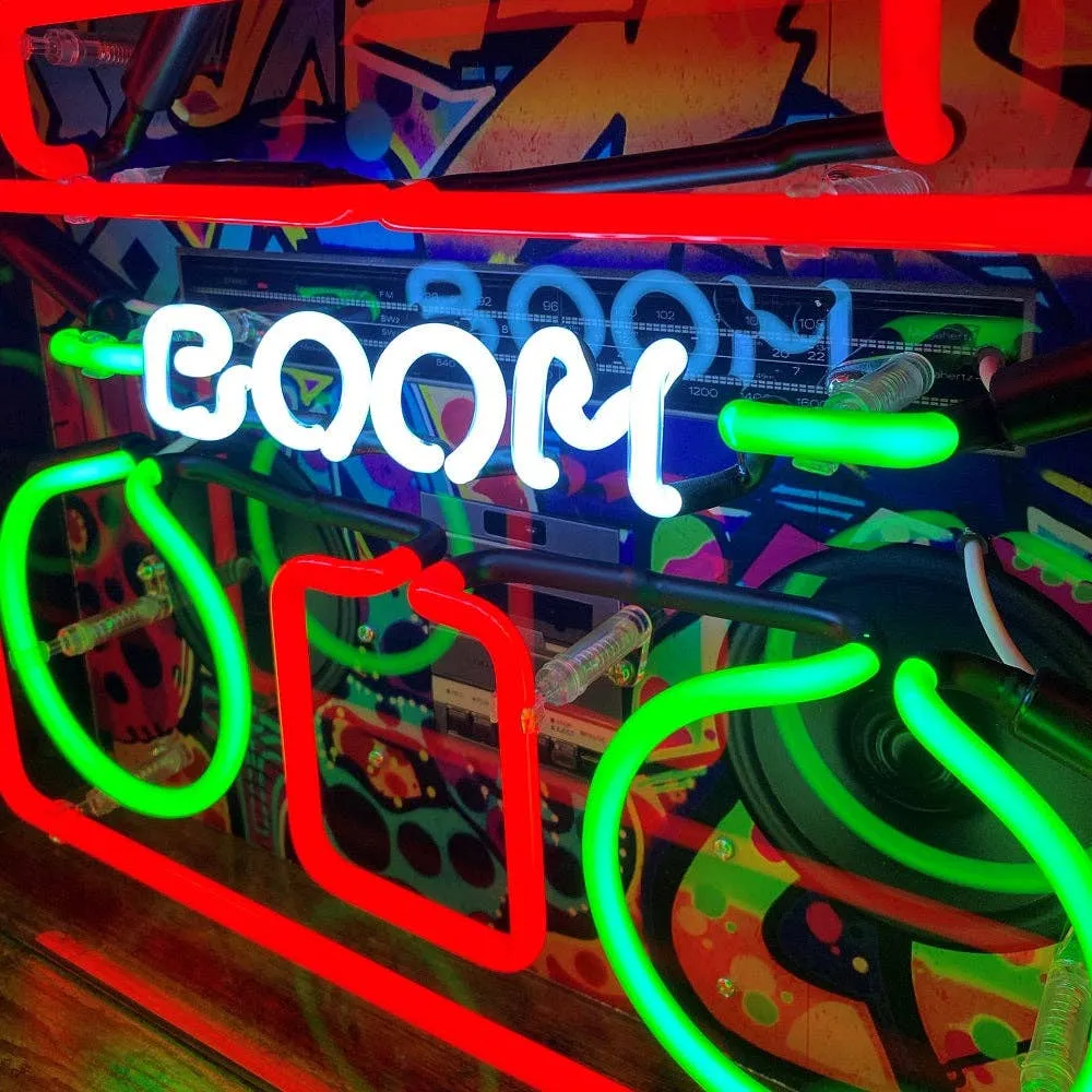 'boom Box' Large Glass Neon Sign