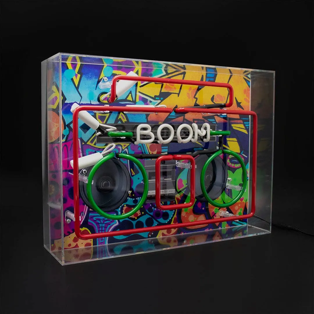 'boom Box' Large Glass Neon Sign