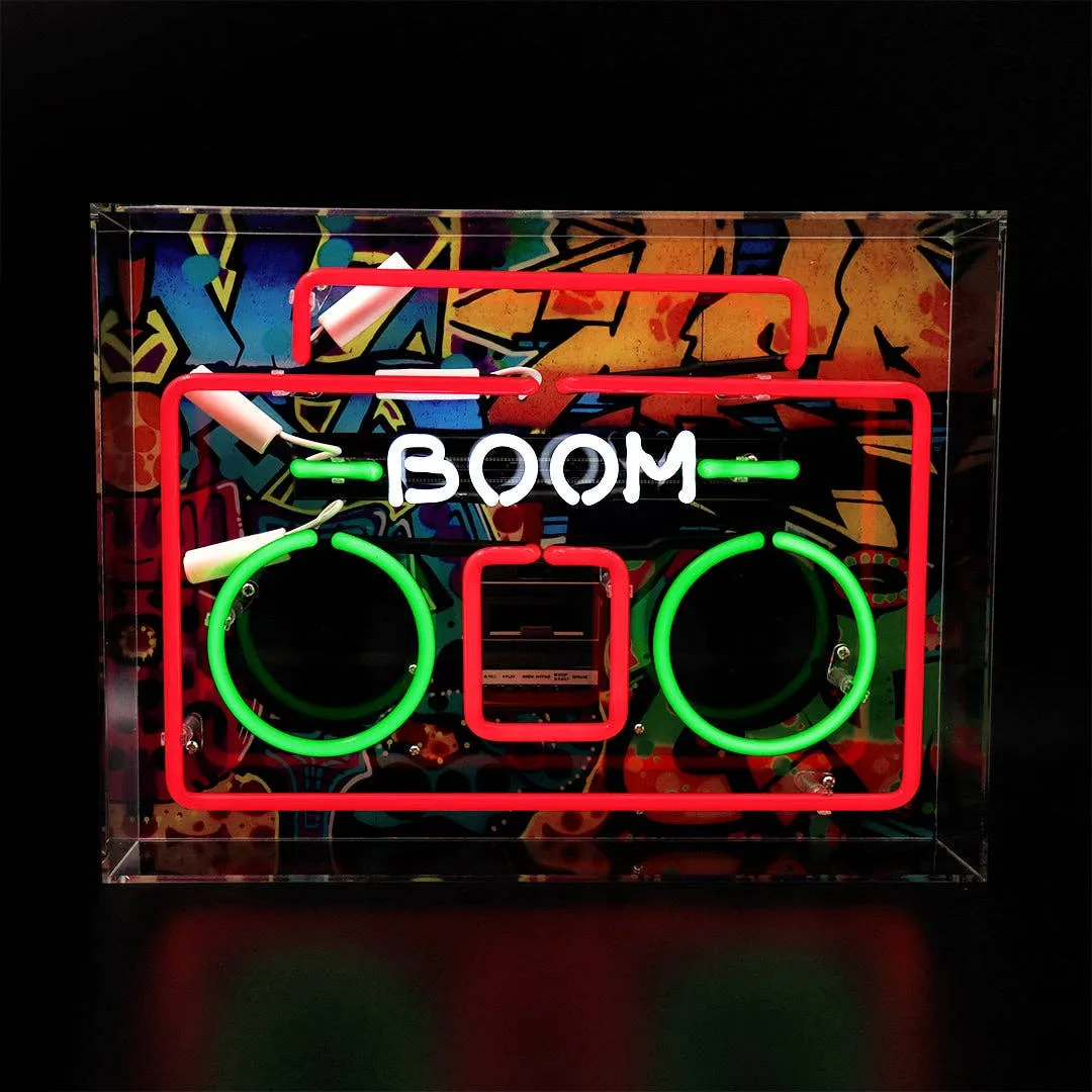 'boom Box' Large Glass Neon Sign