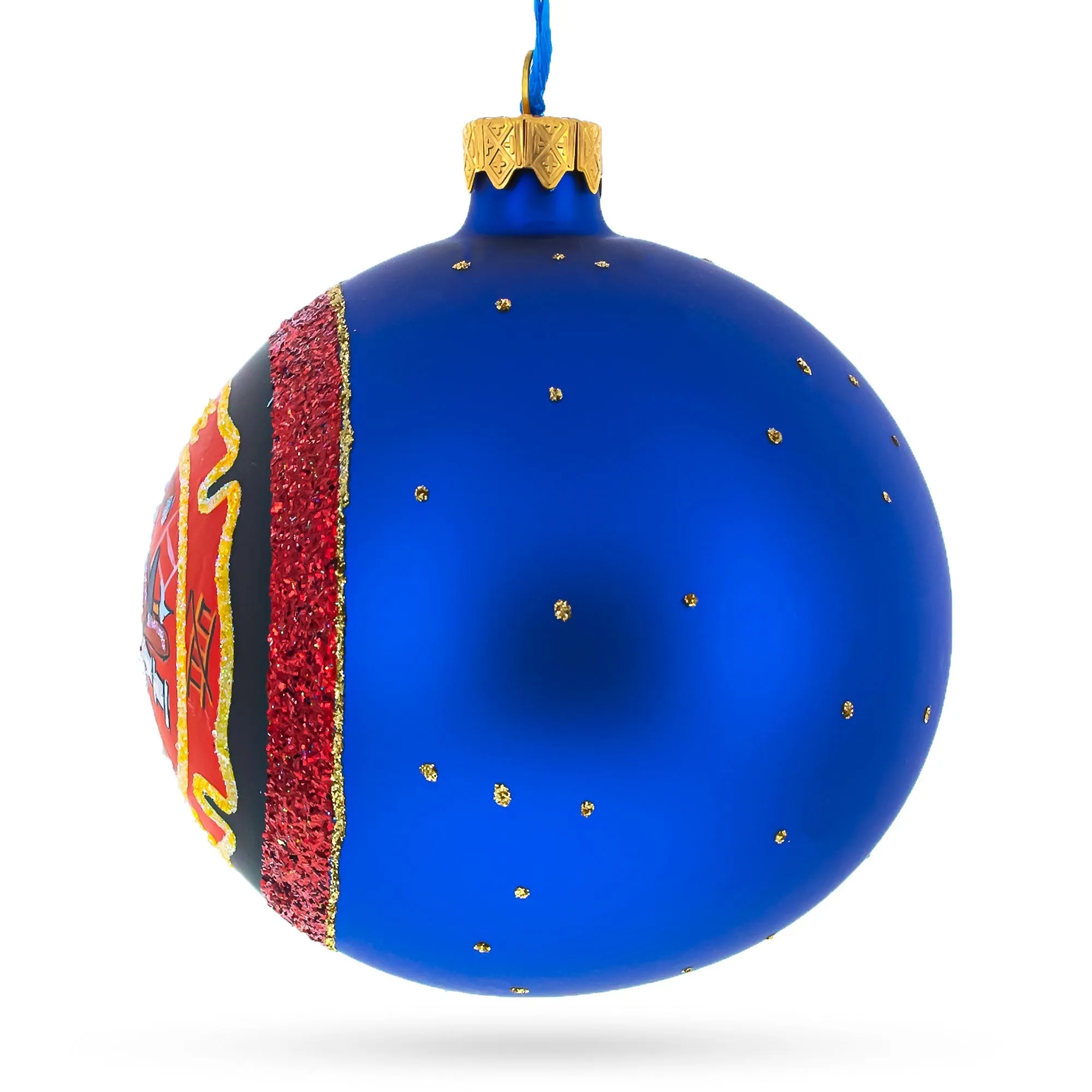 Brave Firefighters: Fire Department Blown Glass Ball Christmas Ornament 4 Inches