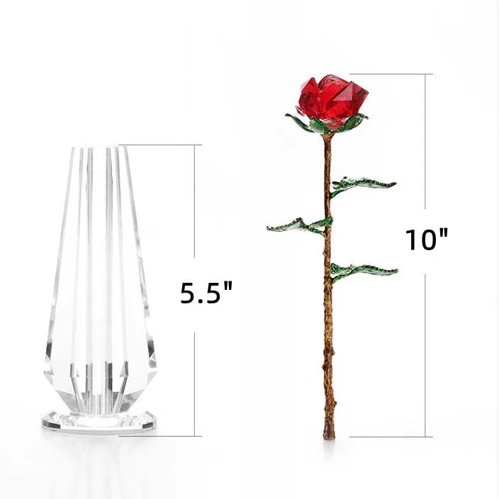 Bulk Exclusive 10 Inch Crystal Roses Gifts with Glass Vase Wholesale