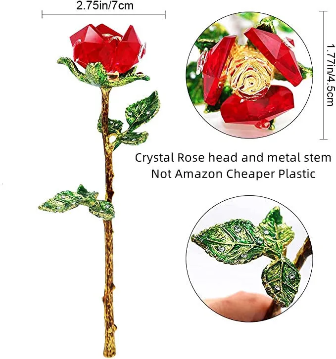 Bulk Exclusive 10 Inch Crystal Roses Gifts with Glass Vase Wholesale