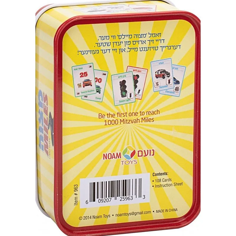 Card Game Mitzvah Miles English & Yiddish in a Tin Box Ages 8  for 2-5 Players