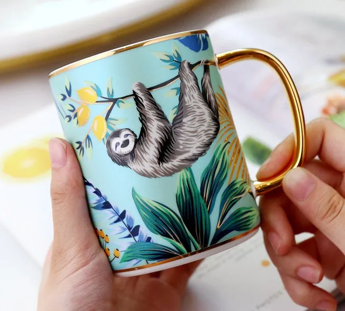 Ceramic Mugs for Office, Large Capacity Jungle Animal Porcelain Mugs, Creative Porcelain Cups, Unique Ceramic Mugs in Gift Box