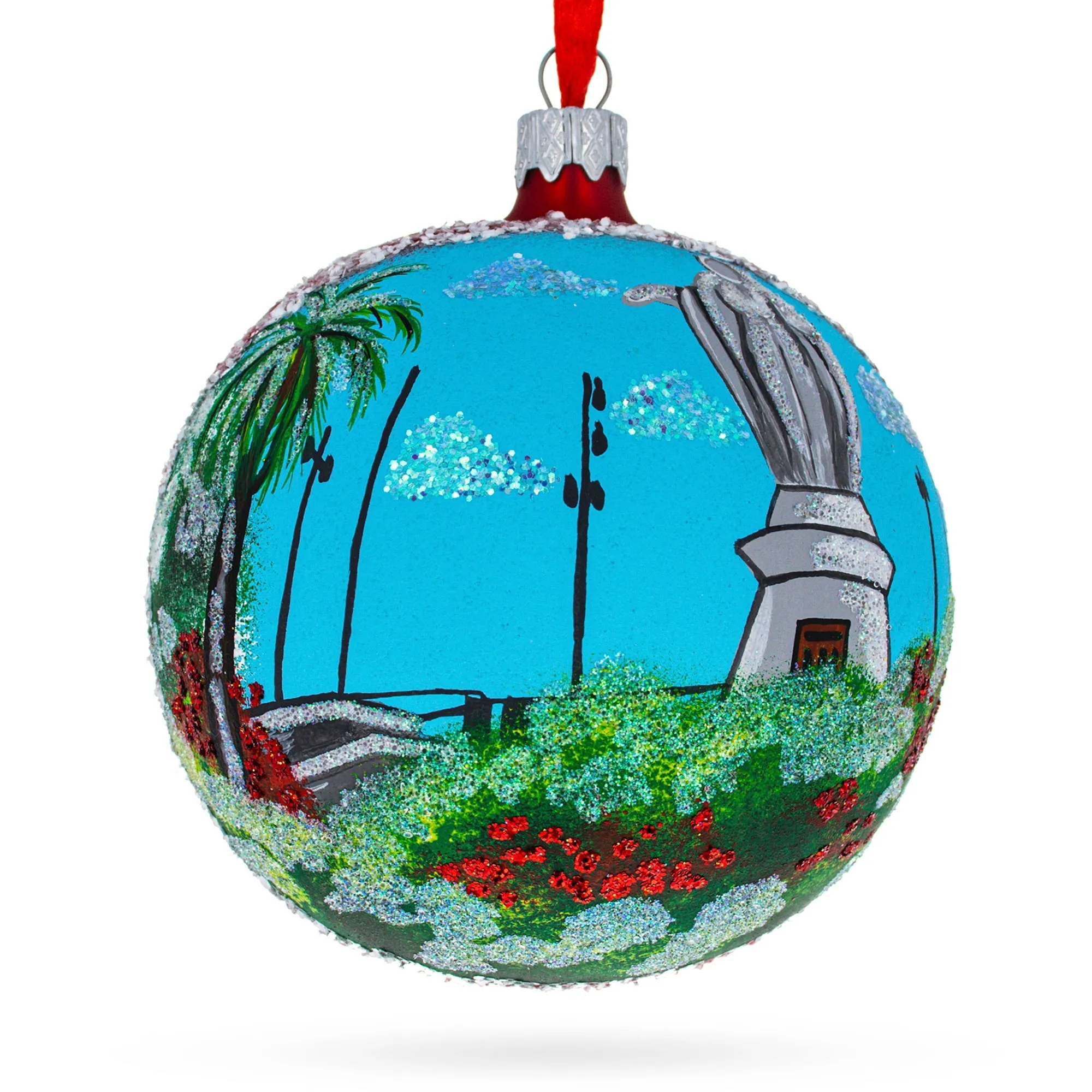 Cerro San Cristobal, Santiago, Chile Glass Ball Christmas Ornament 4 Inches