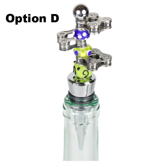 Chain Link Bottle Stopper with Glass Beads - Wholesale