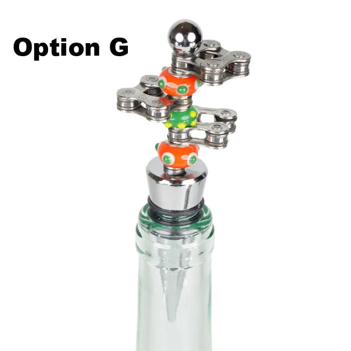 Chain Link Bottle Stopper with Glass Beads - Wholesale