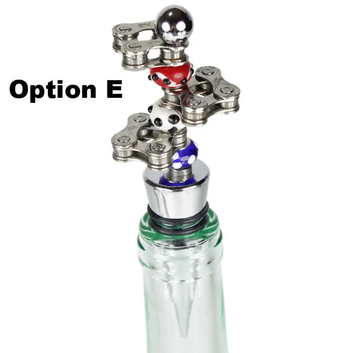 Chain Link Bottle Stopper with Glass Beads - Wholesale