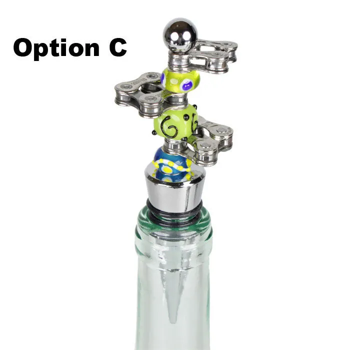 Chain Link Bottle Stopper with Glass Beads - Wholesale