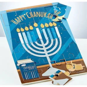 Chanukah Scene Wood Puzzle "Happy Chanukah" 20 pieces