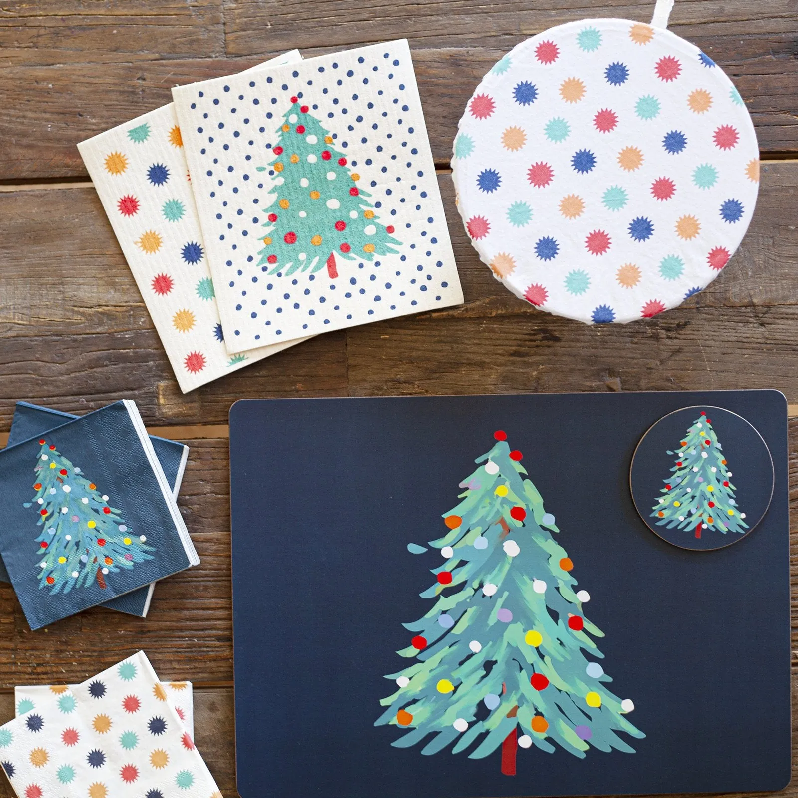 Christmas Tree Cork Placemats, Set of 4