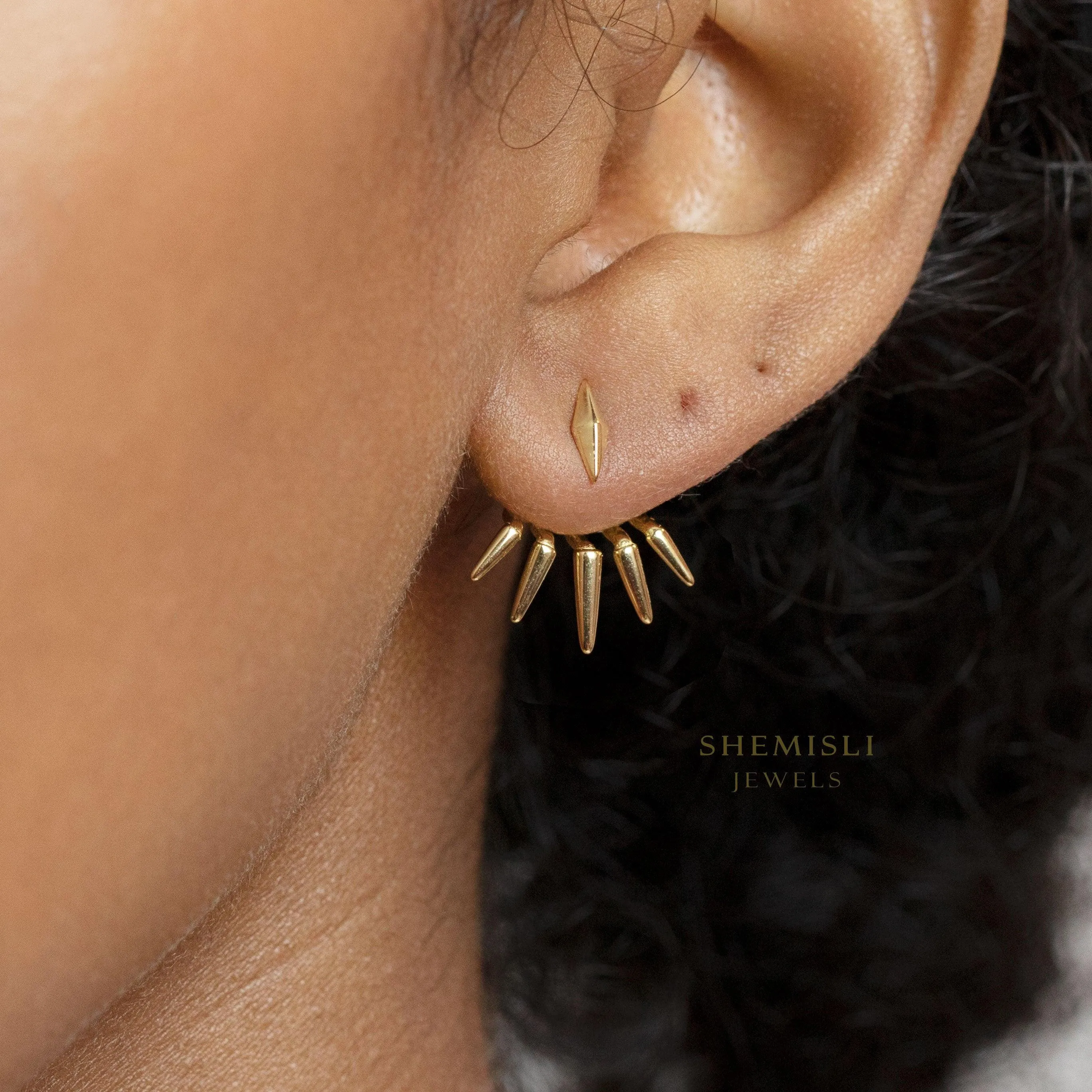 Claw Shape Ear Jackets Earrings, Gold, Silver SHEMISLI - SJ006