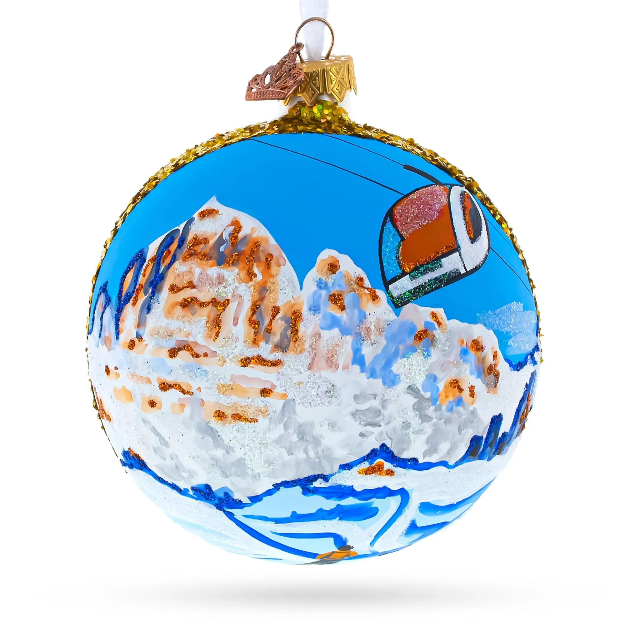 Cortina D'ampezzo Ski Resort, Italy Glass Ball Christmas Ornament 4 Inches