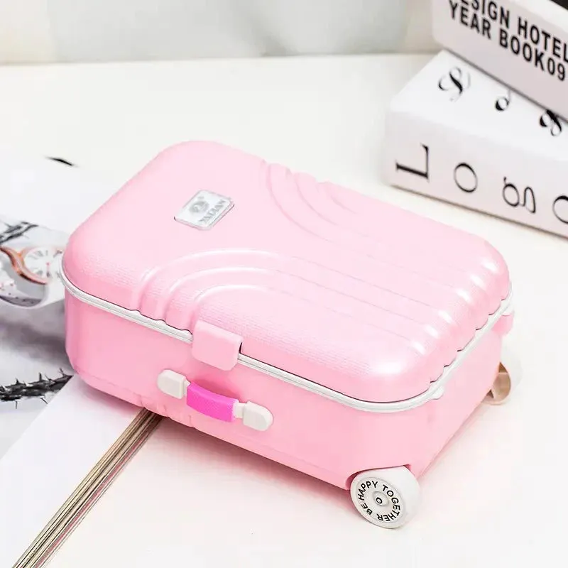 Creative Fun Suitcase Style Musical Jewelry BoxCosmetics Storage Boxes Rotating Ballerina Girl