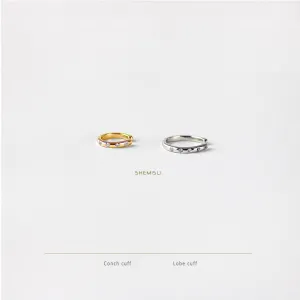 CZ Ear Cuff, CZ Lobe Cuff, Earring No Piercing is Needed, Gold, Silver SHEMISLI SF031 SF032