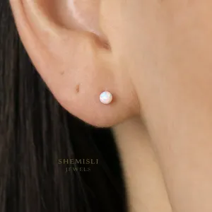 Dainty Opal Ball Studs, Unisex, Sterling Silver SHEMISLI - SS202