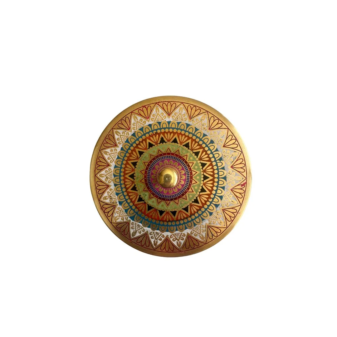 Deidaa Brass Small Gift Box Spice Condiment Box with Hand-Etched Mandala Design