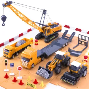 Delectation Construction Site Vehicles Toy Kids Engineering Play Set