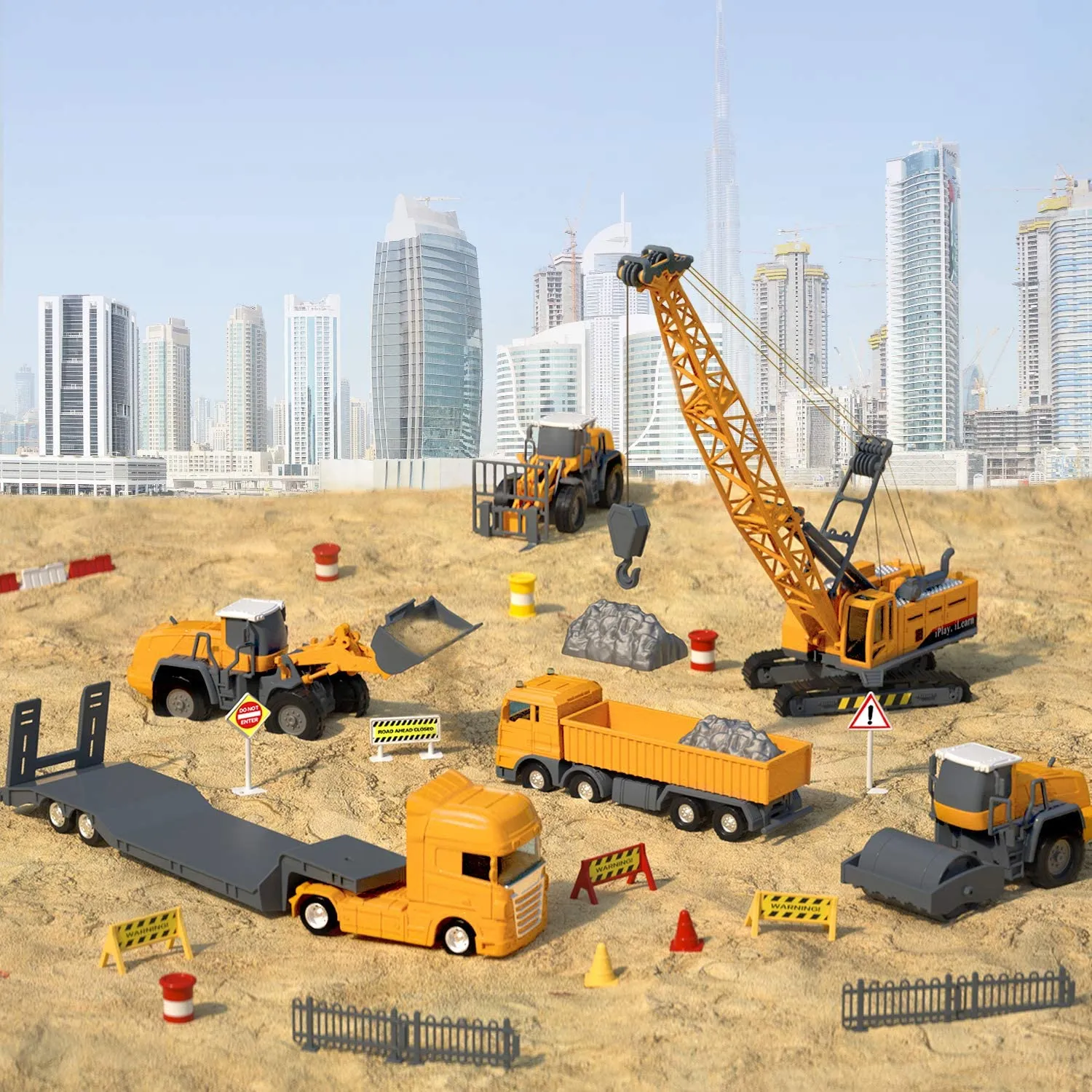 Delectation Construction Site Vehicles Toy Kids Engineering Play Set