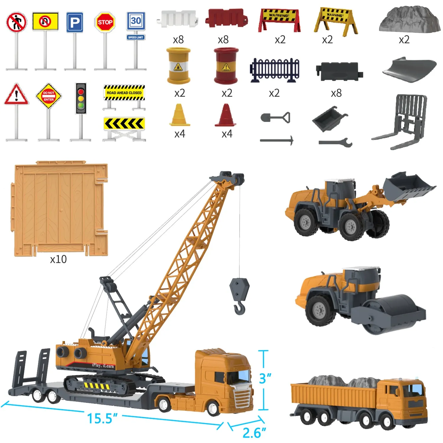 Delectation Construction Site Vehicles Toy Kids Engineering Play Set