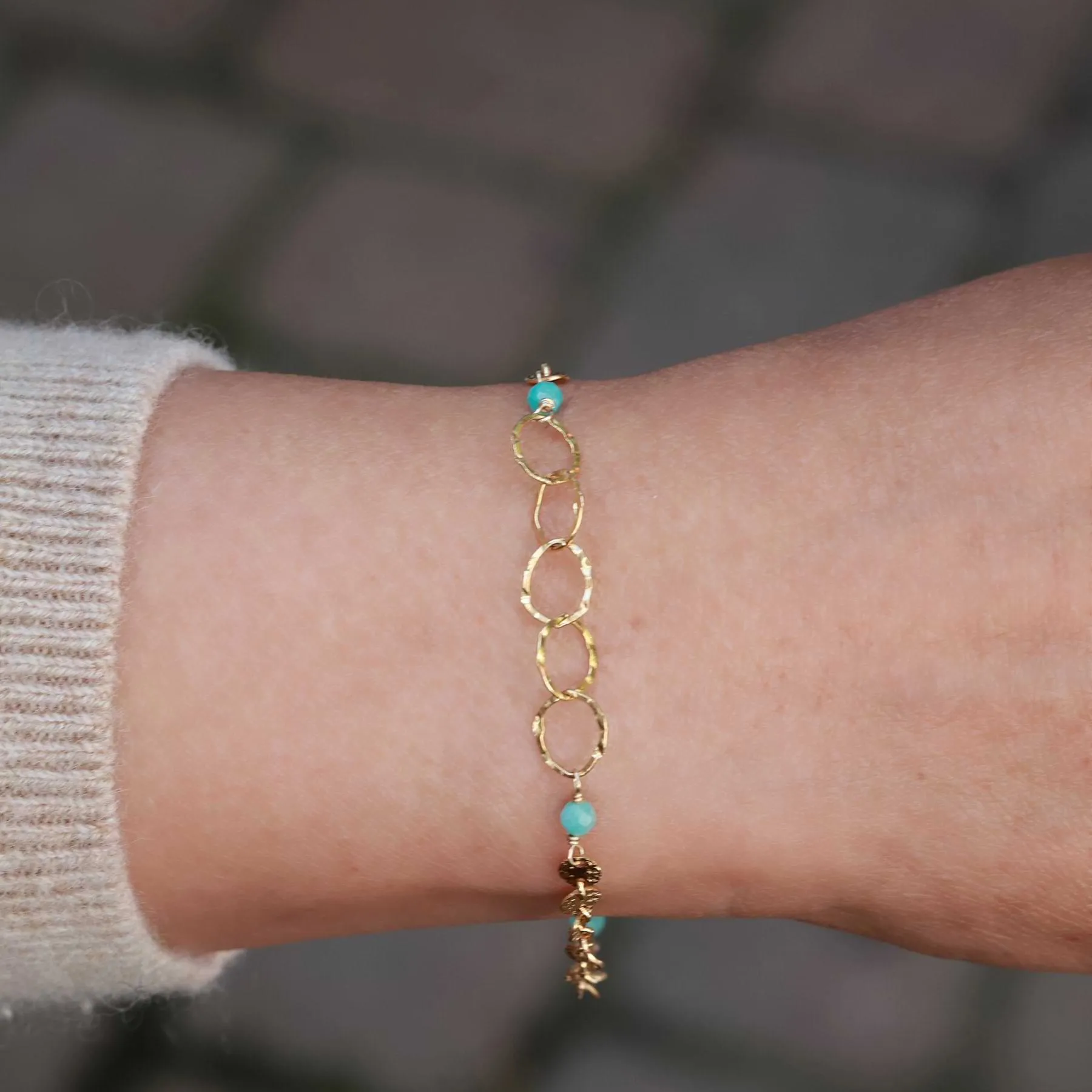 Driftwood - Dainty Amazonite Gold Bracelet