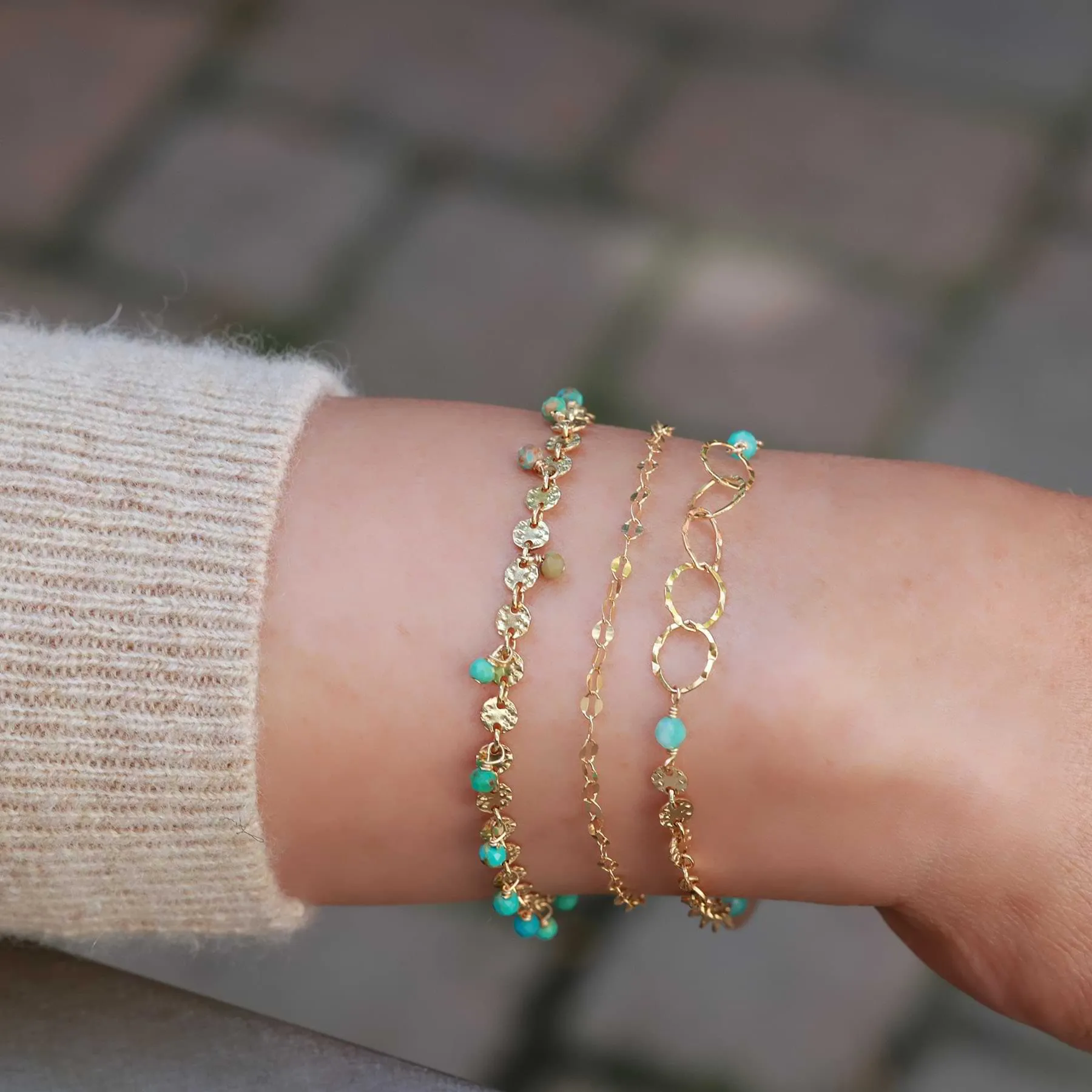 Driftwood - Dainty Amazonite Gold Bracelet