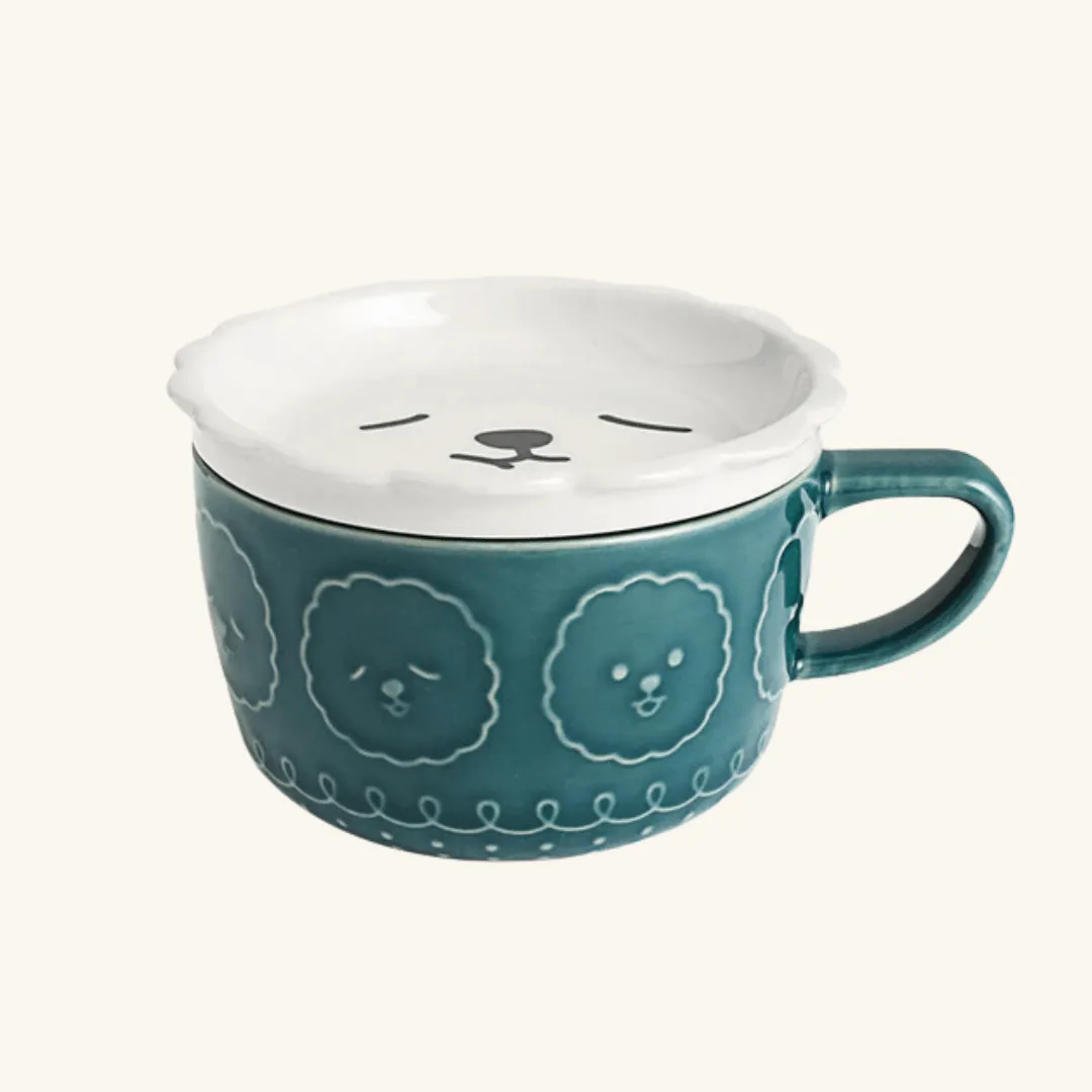 Embossed Cats Coffee Mug with Lid