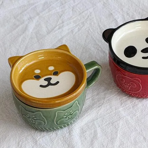 Embossed Cats Coffee Mug with Lid