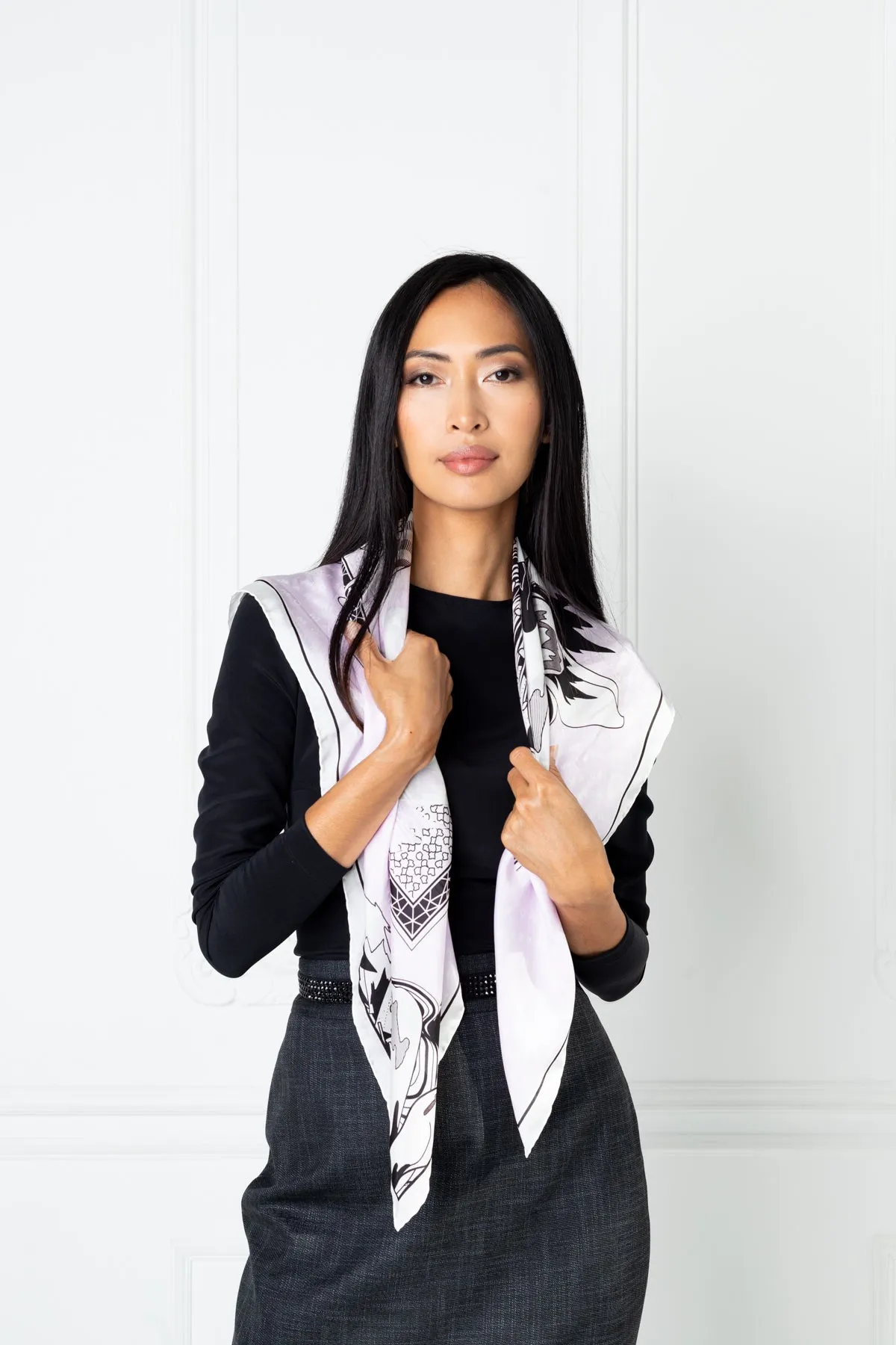 FLORAL LILAC SILK HABOTAI SCARF