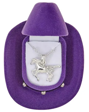 Galloping Horse Necklace with Cowboy Hat Gift Box