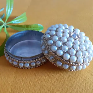 Jewelry Storage Box, Faux Pearl Studded, Trinket box, Royal